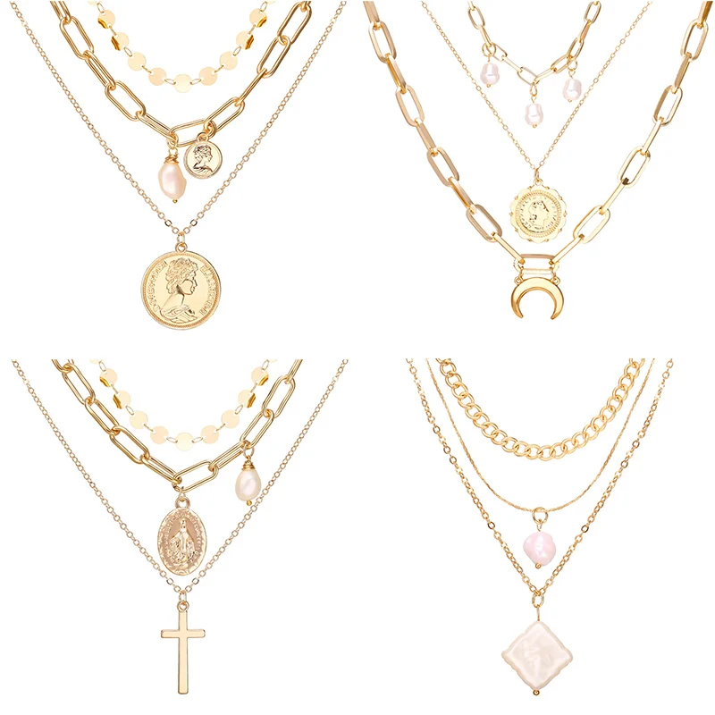 Женское Ожерелье чокер с подвеской в виде монеты и жемчуга|Ожерелья подвеской| |