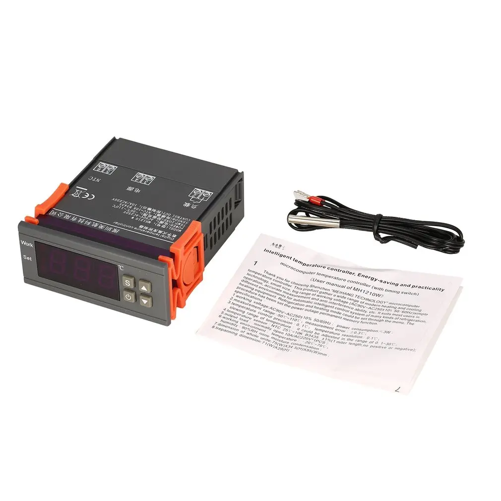 

MH1210W AC90-250V Digital Temperature Thermostat Regulator Controller -50~110 ℃ Heating Cooling Control NTC Sensor