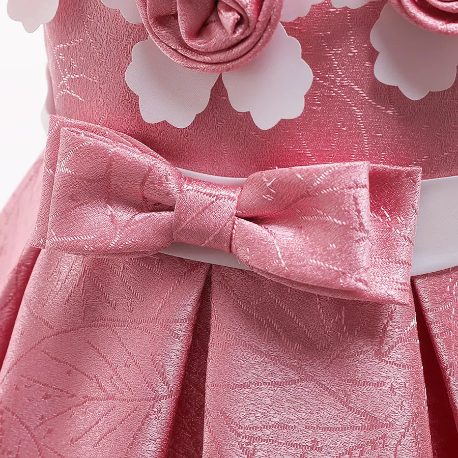 

Luxury Princess Applique Rose Puff Sleeve Evening And Gala Dress Girls 4-11 Age Champagne Lace Collar Ruched Party Dresses Child