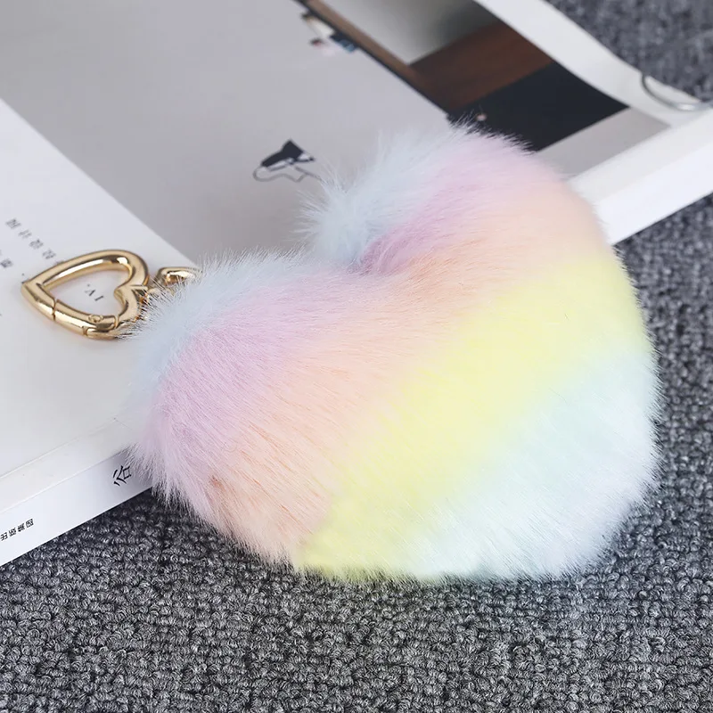 Брелок с помпонами в виде сердца Радужный плюшевый шар брелок декоративная