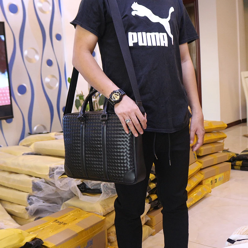 Men's Briefcase 100% Leather Business Handbags Large Capacity 15-Inch Computer Bag Fashion Shoulder Bag Luxury Brand 2022 New