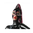 Латексный капюшон с латексным париком на молнии сзади, резиновая маска ручной работы, Клубная одежда, женские костюмы для косплея на Хэллоуин