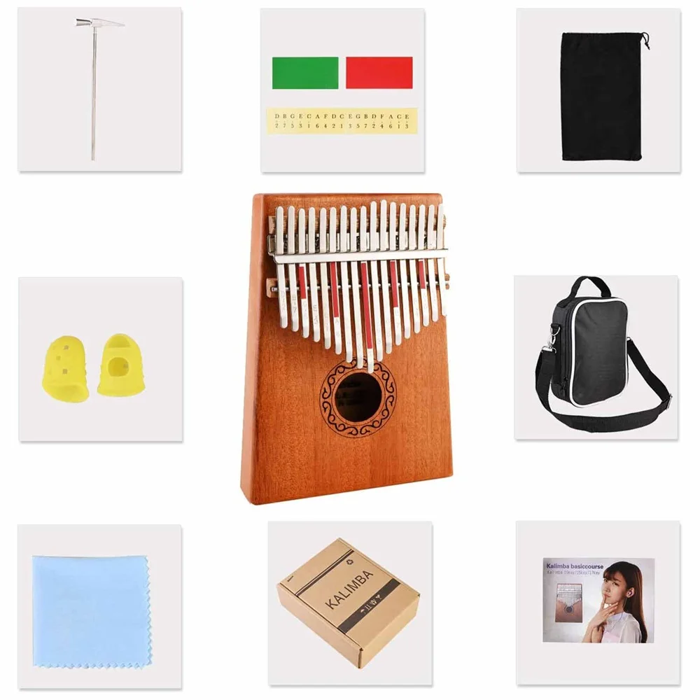 

17 Keys Kalimba Thumb Piano High Quality Wood Mbira Body Musical Instruments Finger Piano With Learning Book Kalimba Piano Gift