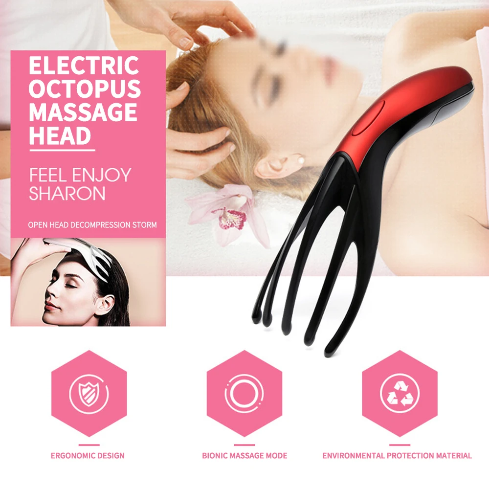

Electric vibration head massager Finger Gripper Claw body scalp massage relax comb relief fatigue portable health care