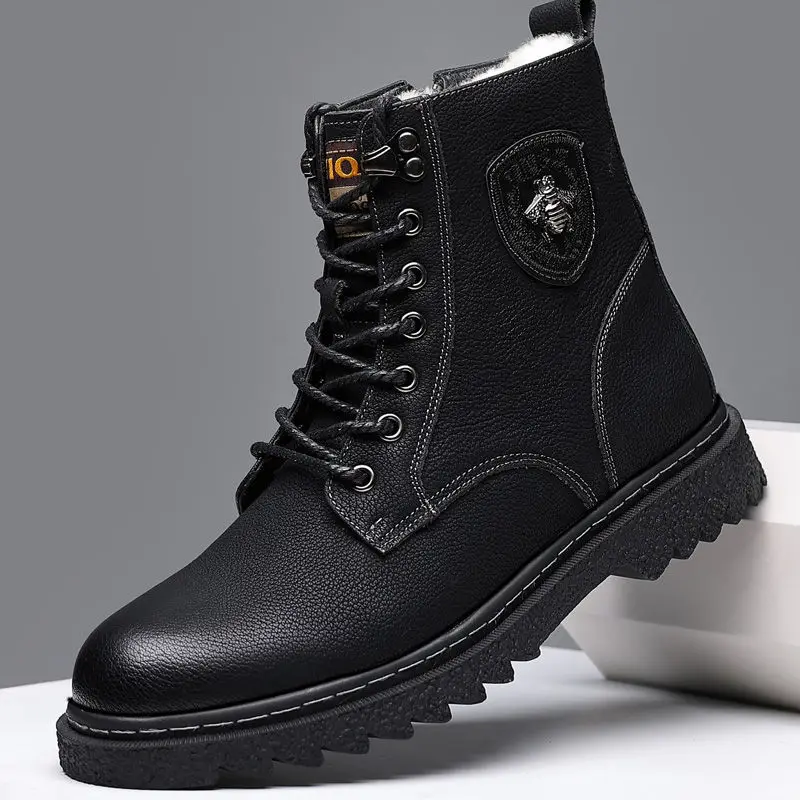

2021winter New Wool Fleece Lined Martin Boots with Zipper Season British Men High-Top Outdoor Leisure Warm Snow Cotton Boots