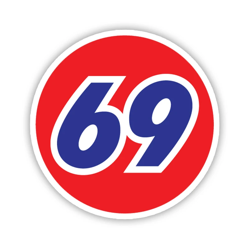 

B0168 # Самоклеящаяся наклейка различных размеров, номер 69, автомобильная наклейка, водостойкий автодекор на бампере, заднее окно, шлем, ноутбук