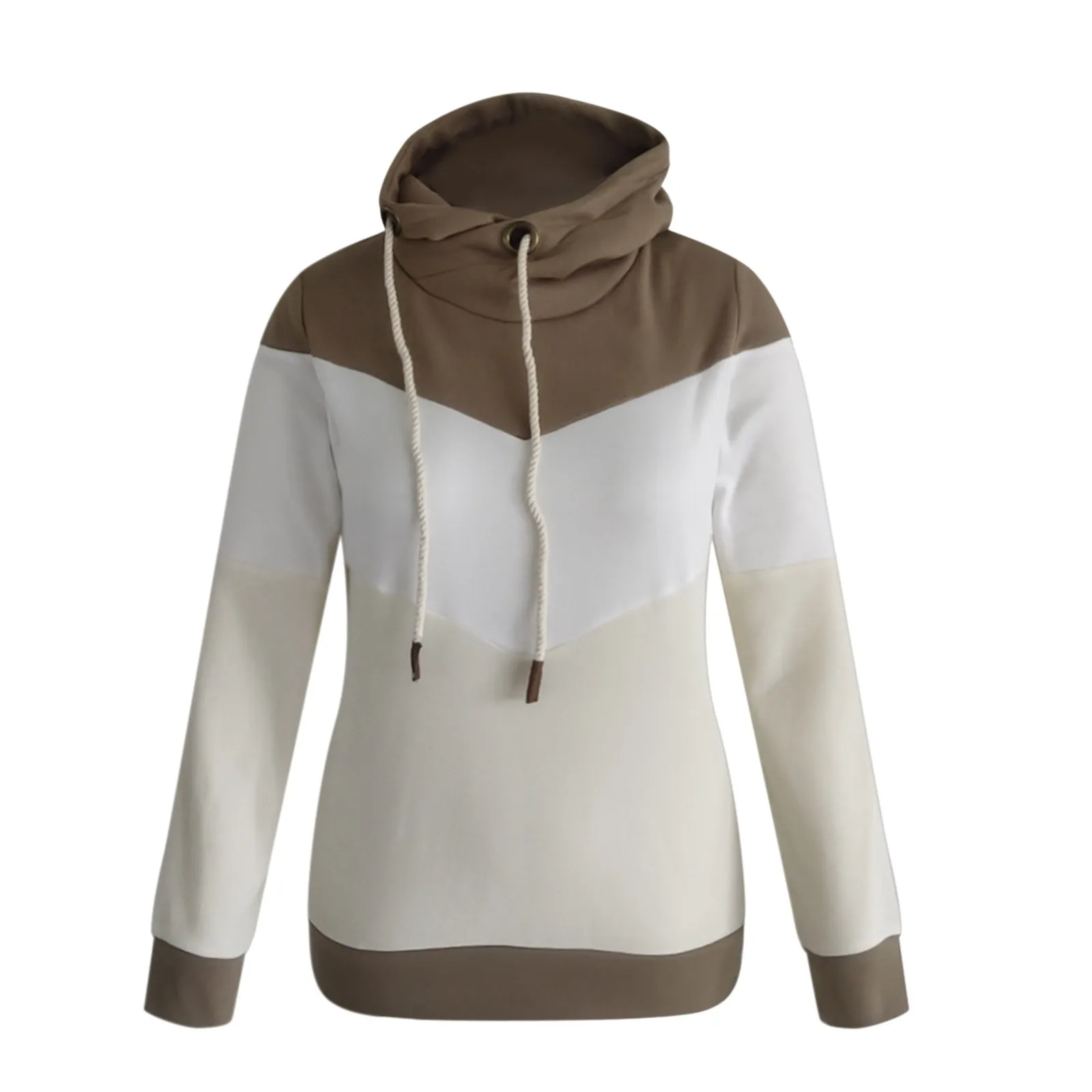 

Women Casual Solid Contrast Long Sleeve Hoodie Sweatshirt Tops