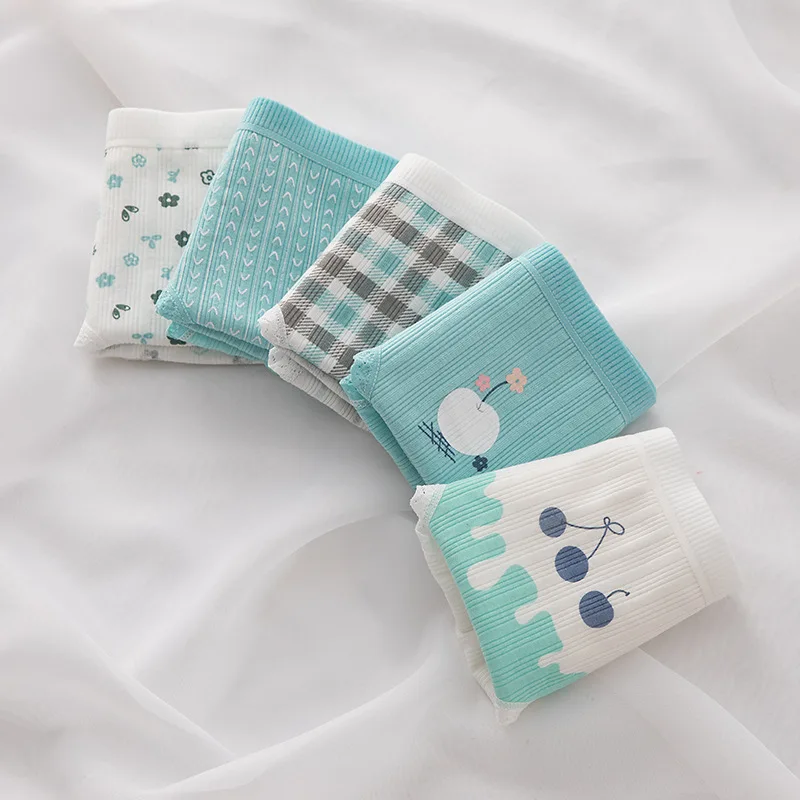 Женские трусики хлопковые с зелеными фруктами модные сексуальные кружевные