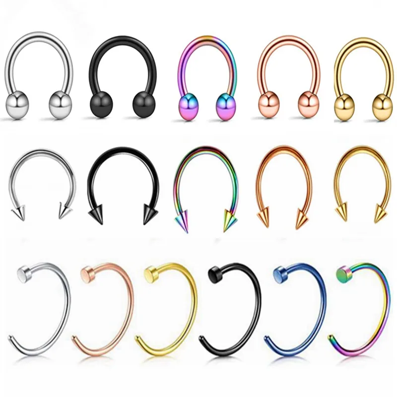 

Labret Helix Cartilage Earrings Hoop Nose Ring Stainless Steel Septum Tragus Piercing Ear Rings Body Jewelry for Women 2020 H6