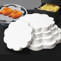 100pcs white lace round high temperature resistant anti adhesion silicone oil air fryer food pad baking barbecue grill papers