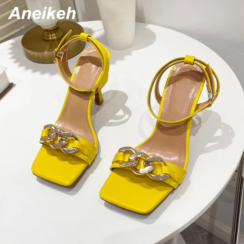 Сандалии Aneikeh классические на тонком высоком каблуке модные босоножки из