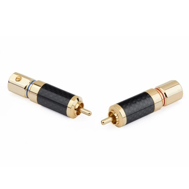 

4 PCS HIFI RCA Plug High Quality Carbon Fiber 24K Gold-Plated RCA Connectors,DIY o Connector