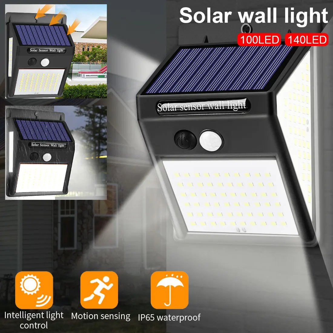 

4pcs 100/140 LED Light Waterproof Solar Street Lamp Sunlight Garden Yard Decoration Outdoor Lamp With 4 Modes Motion Sensor PIR