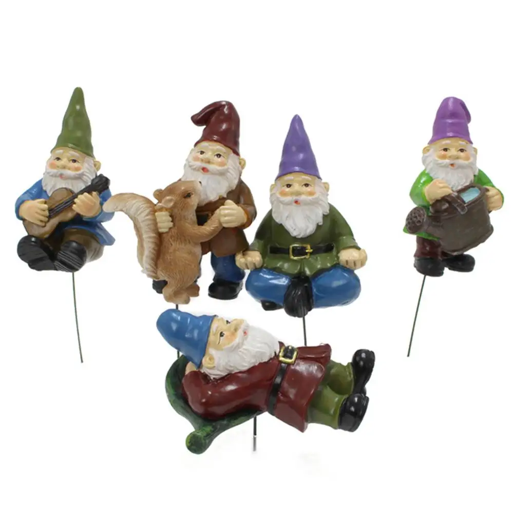 

5PCS Fairy Garden Miniatures Gnome Mini Cute Dwarf Figurines Micro Mini Gnome Figurines Garden Gnomes and Fairys Resin Dwarf