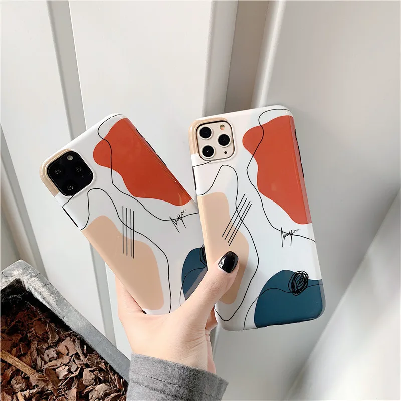 

Art Retro Abstract Geometry Phone Case for iphone 13 11 Por Max X Xsmax Xr 7 7 Puls 6 6S 7 8 Puls Cases Cute Soft Silicone Cover