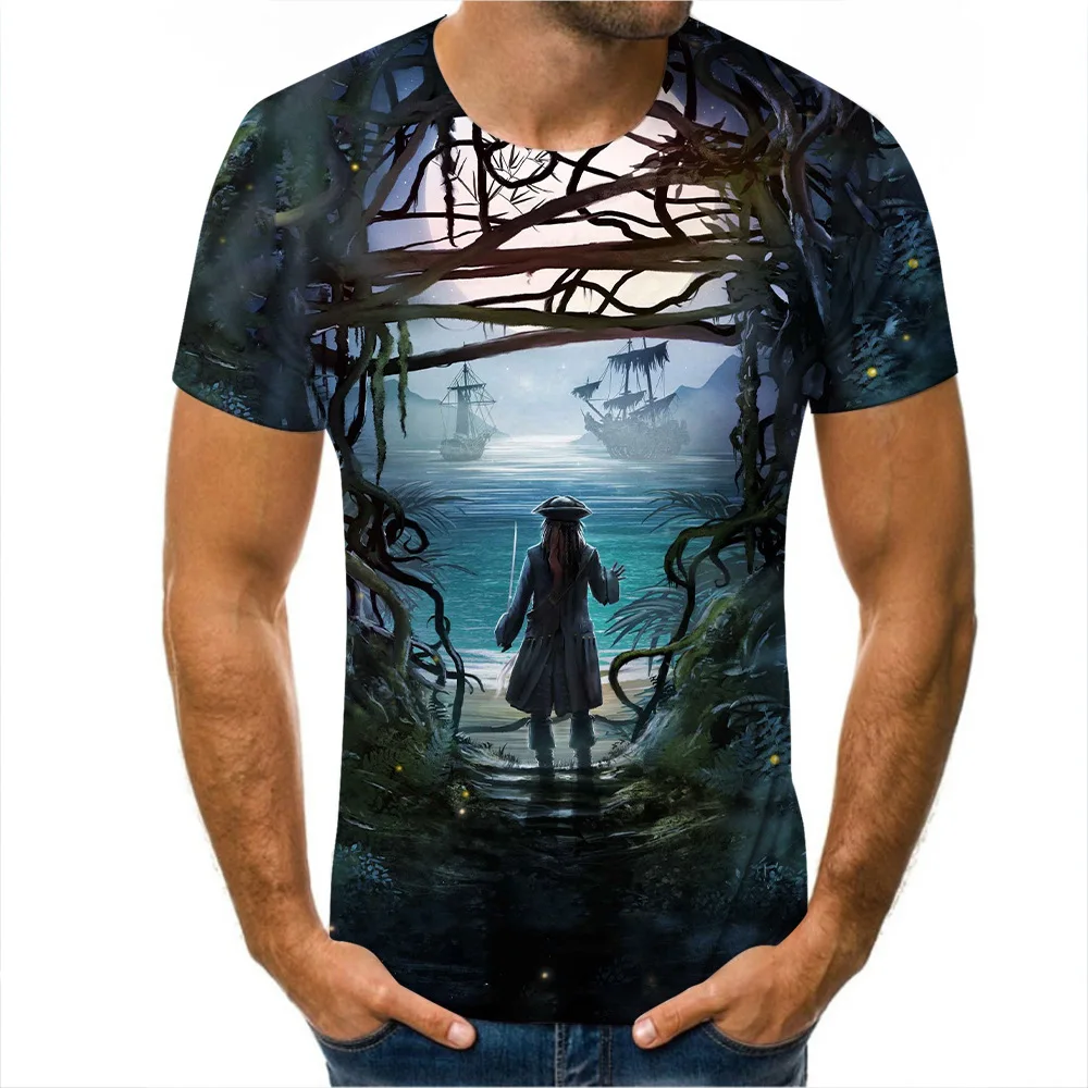 

Menswear Casual 3D Digital Print Menswear Casual Round Neck Short Sleeve T-shirt Cosplay Men Clothing