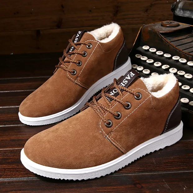 

New Men Winter Shoes Solid Color Snow Boots Plush Inside Antiskid Bottom Keep Warm Waterproof winter Boots men Big size