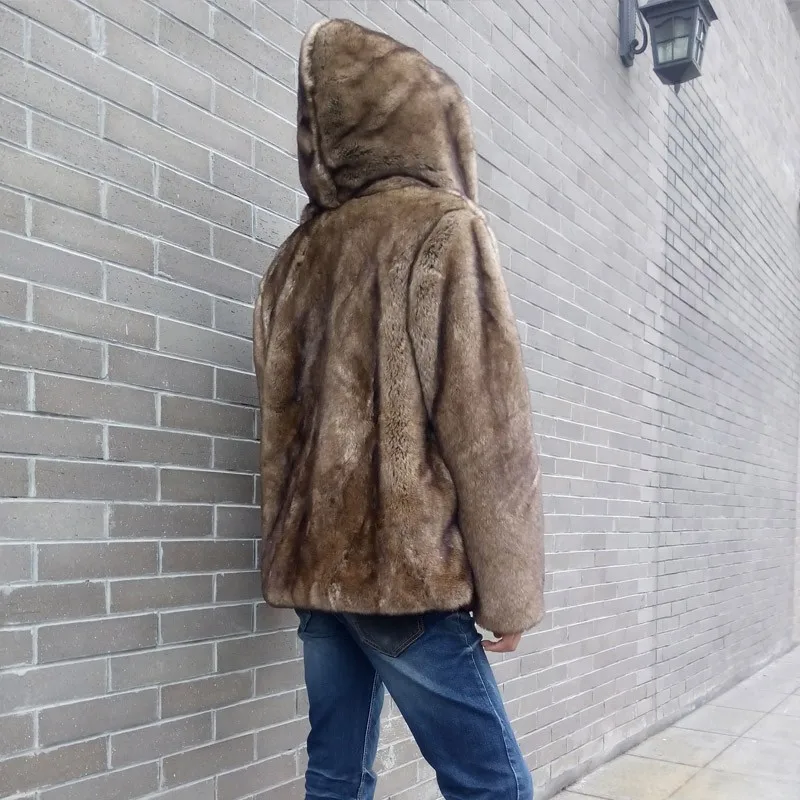 Top Brand Vogue Mens Fashion Faux Rabbit Fur Coat Thicken Cotton Padded Hooded Duffel/Toggle Winter Parka For Man Male Coats | Мужская