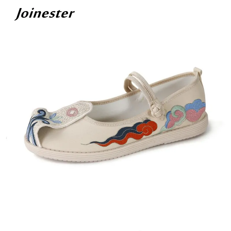 Туфли женские на плоской подошве хлопковая ткань Мэри Джейн повседневные