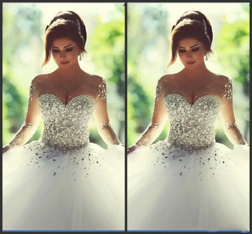 

Romantic New Custom Made New Arrival Sexy Vestidos De Novia Long Train Weddings &Events Ball Gown Wedding Dress Bridal Gown