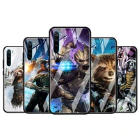 rocket raccoon marvel for xiaomi redmi k40 k30 k20 pro plus 9c 9a 9 8a 7 luxury shell tempered glass phone case cover