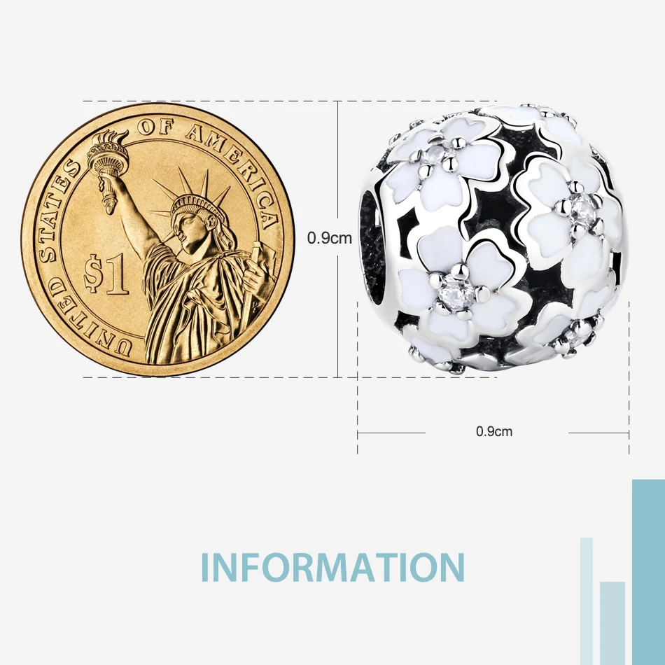 Аутентичные бусины из стерлингового серебра 925 Подвески поэтические Маргаритка