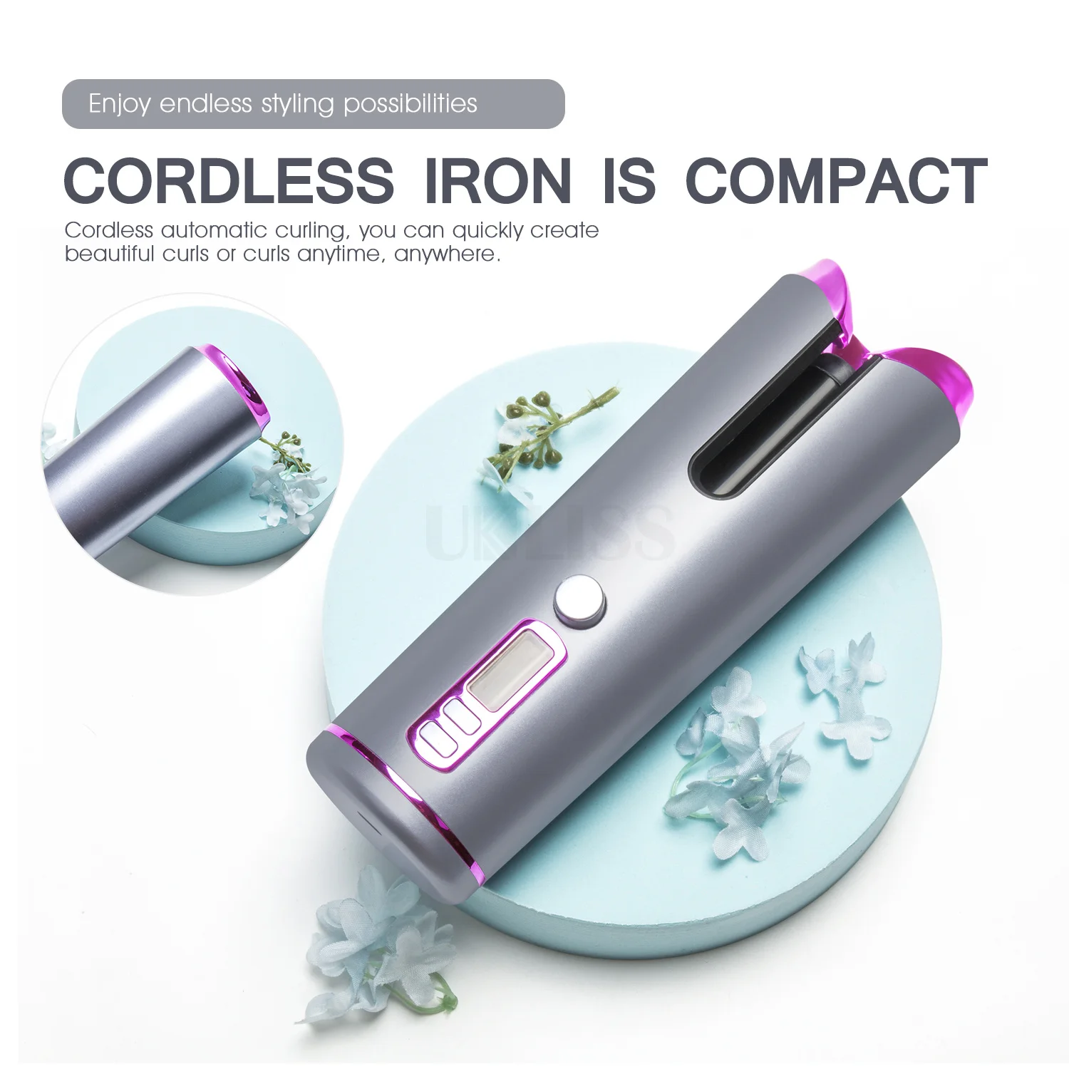 

Automatic Wireless Hair Curler Women Girl Curly Waves Rotating Curling Iron Fast Heating Portable USB Rechargeable Styling Tool