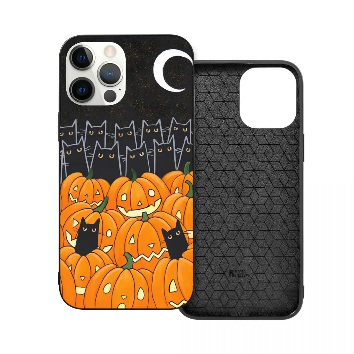 

Black Cats Jack-o-Lanterns PC Glass TPU Phone Case for iPhone 12 11 Xs Xr X Pro Max Mini 7 8 Se2 Plus 6 6S