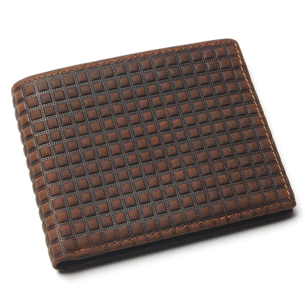 

Crazy Horse Leather Man Wallet With Card Page Embossed Pattern Design Imported Mens Genuine Coin Purse
