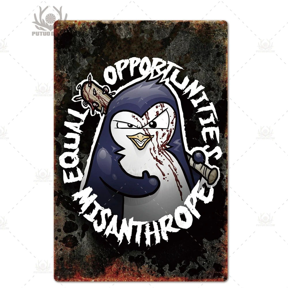 TH3038 Crazy Penguin металлический плакат Забавный металлический оловянный знак железная Живопись Домашний Декор декоративная металлическая тарелка Настенный декор - Цвет: TH3038