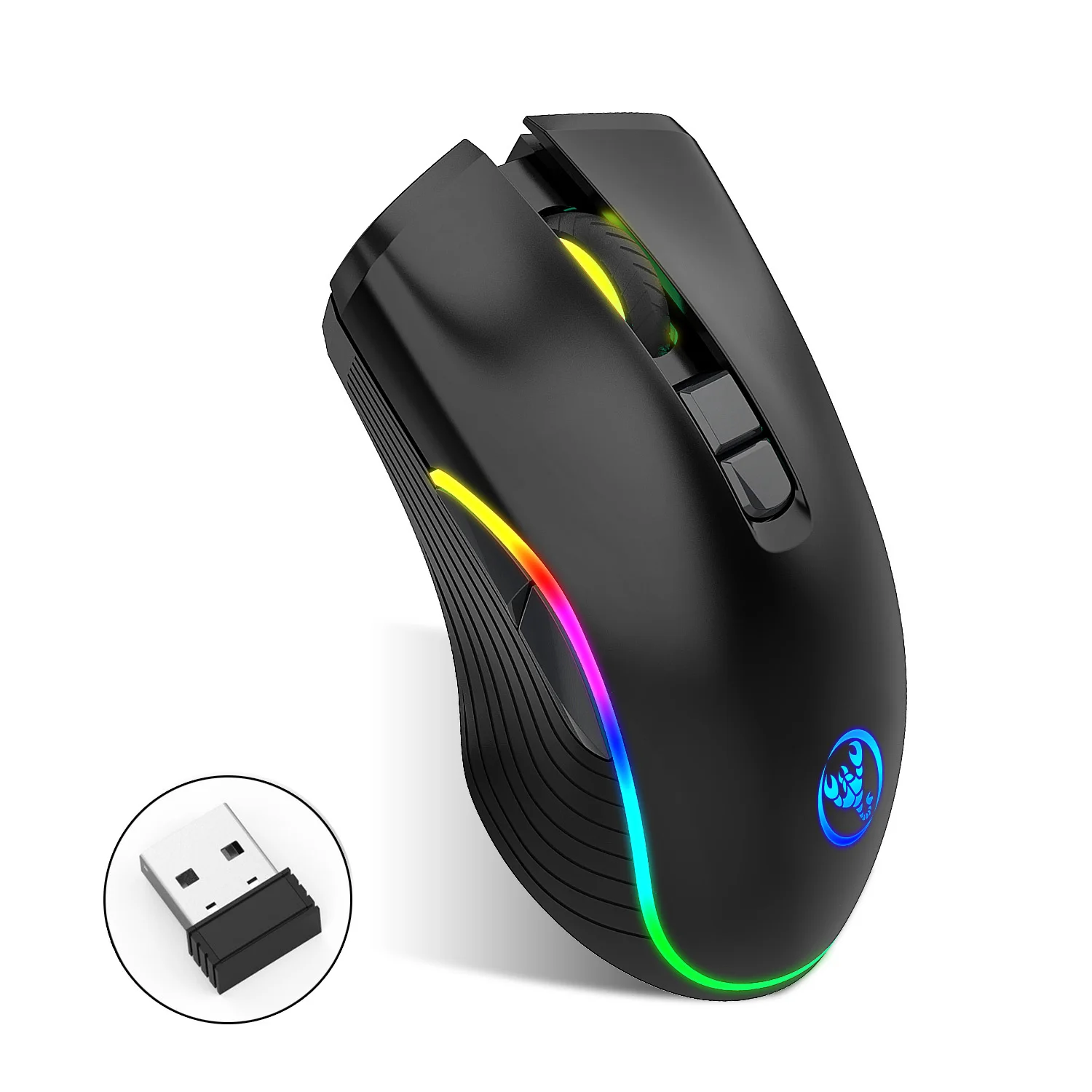 

T26 2.4G Wireless TYPE-C Fast Charge Mice 2400DPI 7 Keys Rechargeable Eergonomic Optical RGB Light Gaming Mouse for PC Laptop