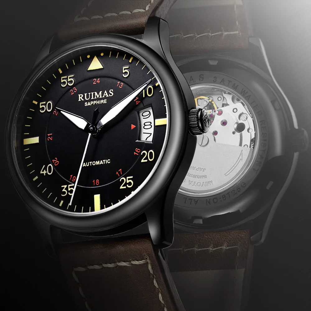 Модные японские механические часы мужские автоматические ретро