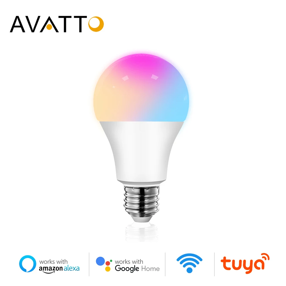  AVATTO Tuya 12W 15W WiFi Smart Light Bulb, E27 RGB LED Lamp Dimmable with Smart Life APP, Voice Control for Google Home, Alexa 