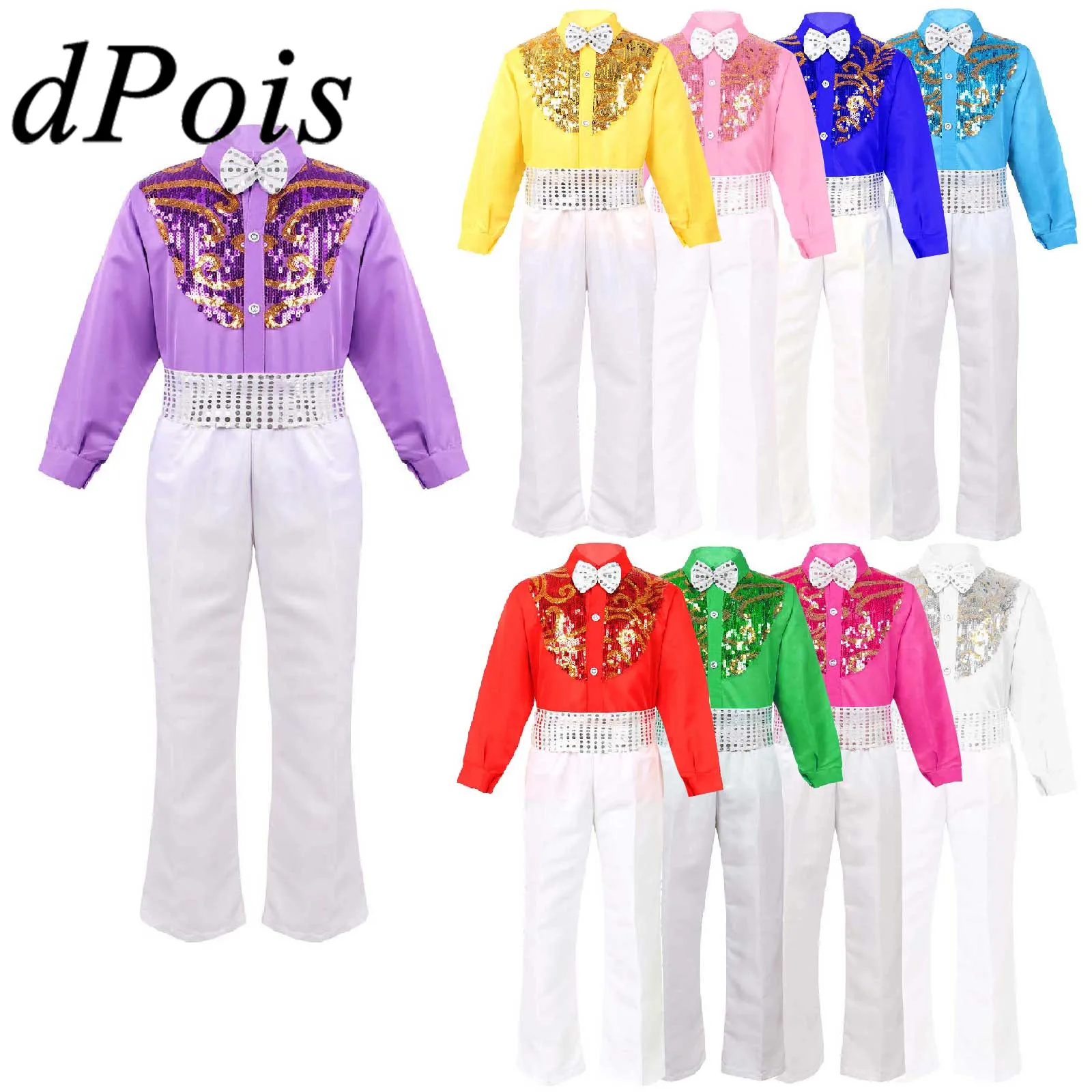 

Kids Boys Sequins Dance Clothes Set Stage Dancewear School Show Chorus Performance Costume Suit Latin Modern Dance Outfits