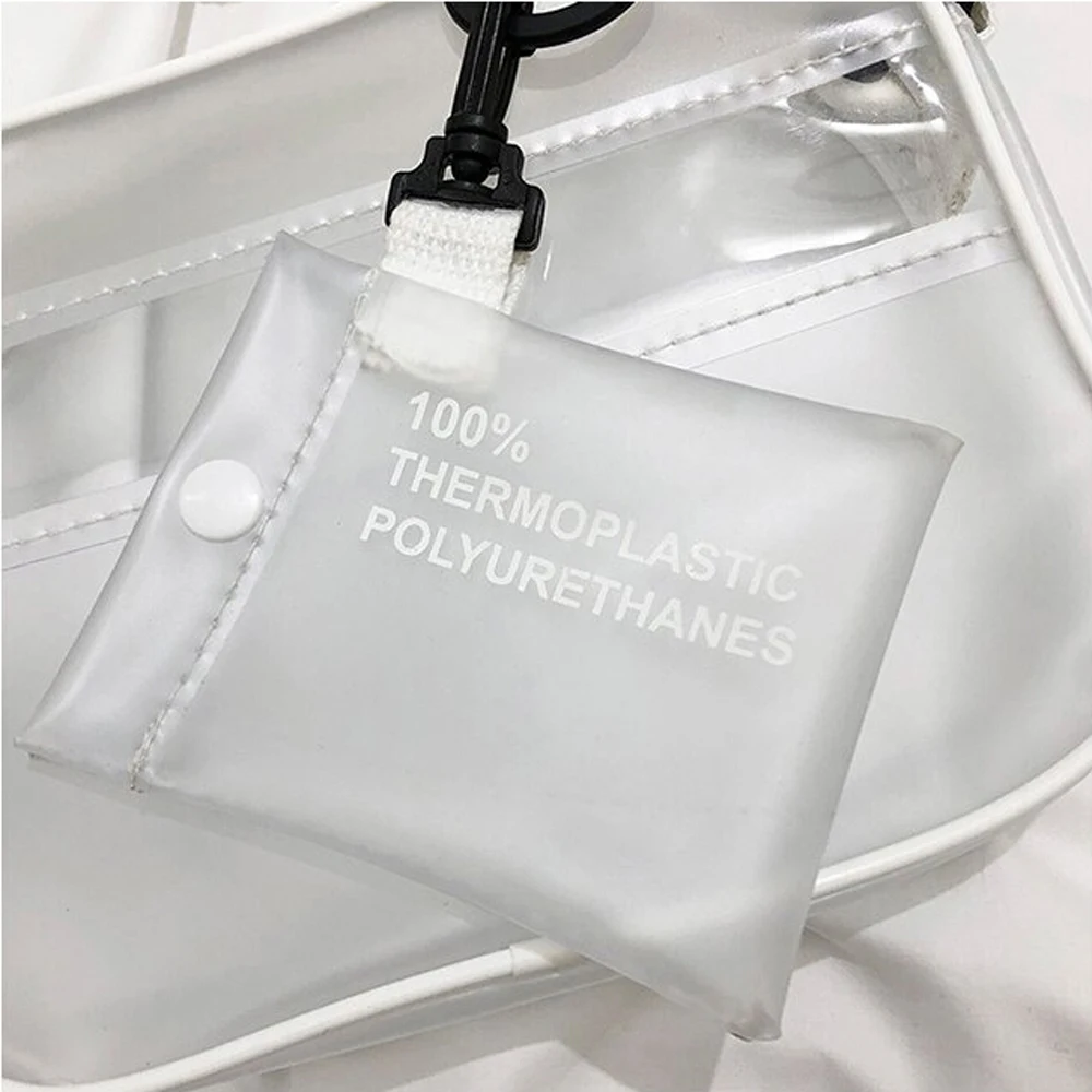 

PVC Transparent Clear Woman Crossbody Bags Shoulder Bag Handbag Jelly Small Phone Bags with Card Holder Wide Straps Waist Packs