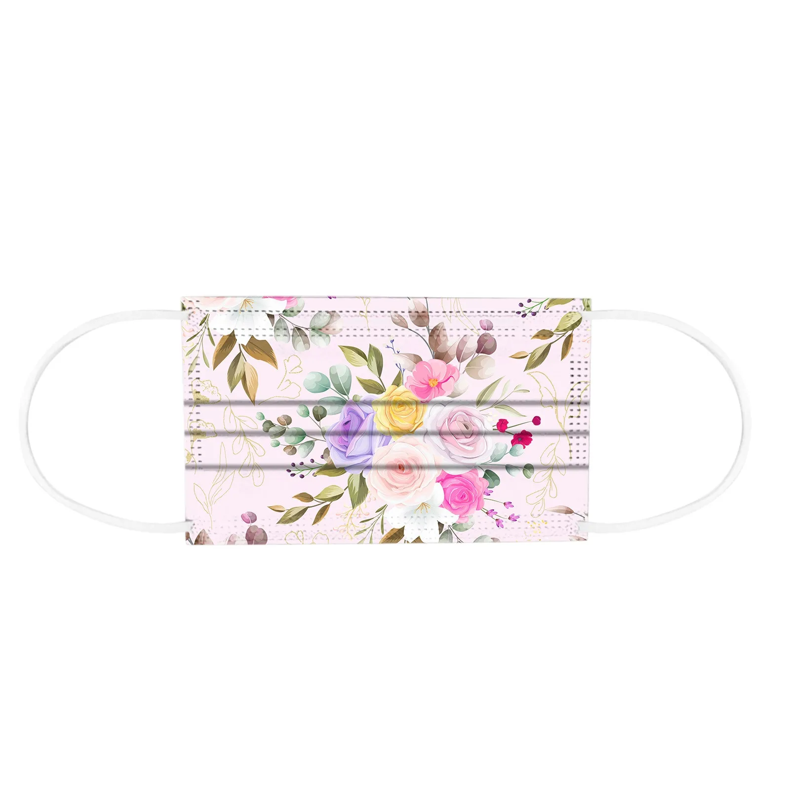 10/50 шт. одноразовые маски для лица с цветочным узором |