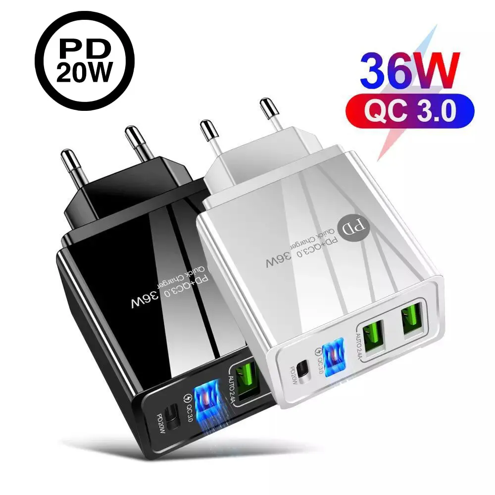 PD36W QC3.0 2.4A быстрое зарядное устройство с двумя USB-портами