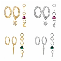 925 silver ear buckle multi type small charm pendiente dangle pendant hoops earrings for women fashion fine jewelry accessories