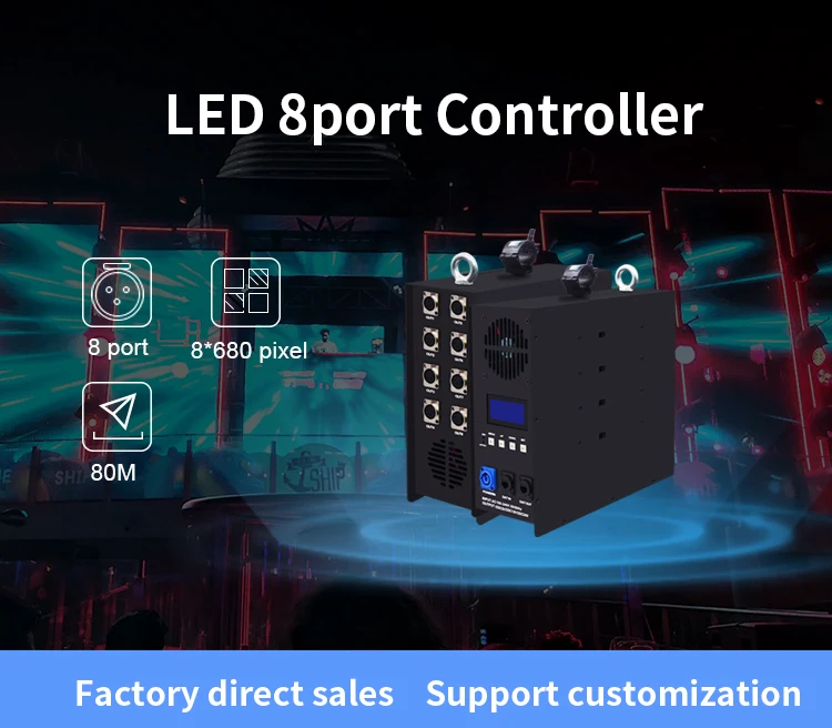 AC110 220V вход встроенный Питание выход DC5V 24V DMX Eternet к SPI/DMX 8 регулятор каналов для SK6812