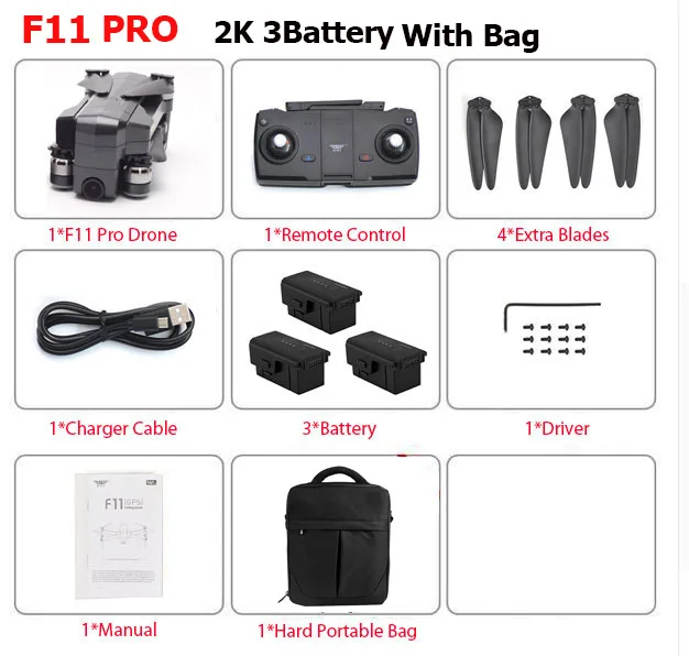 F11 POR 2K 3B Bag SJRC F11/F11 PRO gps 5G Wifi FPV с 2K широкоугольной камерой 28 минут время полета бесщеточный складной Радиоуправляемый Дрон Квадрокоптер RTF Дрон - Цвет: F11 POR 2K 3B Bag