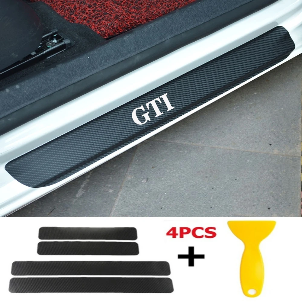

4pcs/set Car Door Window Protector Sticker Carbon Fiber Vinyl for GTI