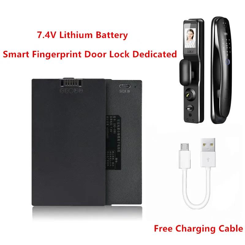 7.4V Polymer Lithium Smart Door Lock Battery 3.2/4.2/5Ah for Xiaomi Bosch Haier Smart Fingerprint Door Lock Send Charging Cable