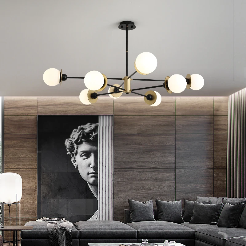 

Modern chandelier glass ball lamp living room chandelier dining room ceiling lighting study decoration led chandelier E27