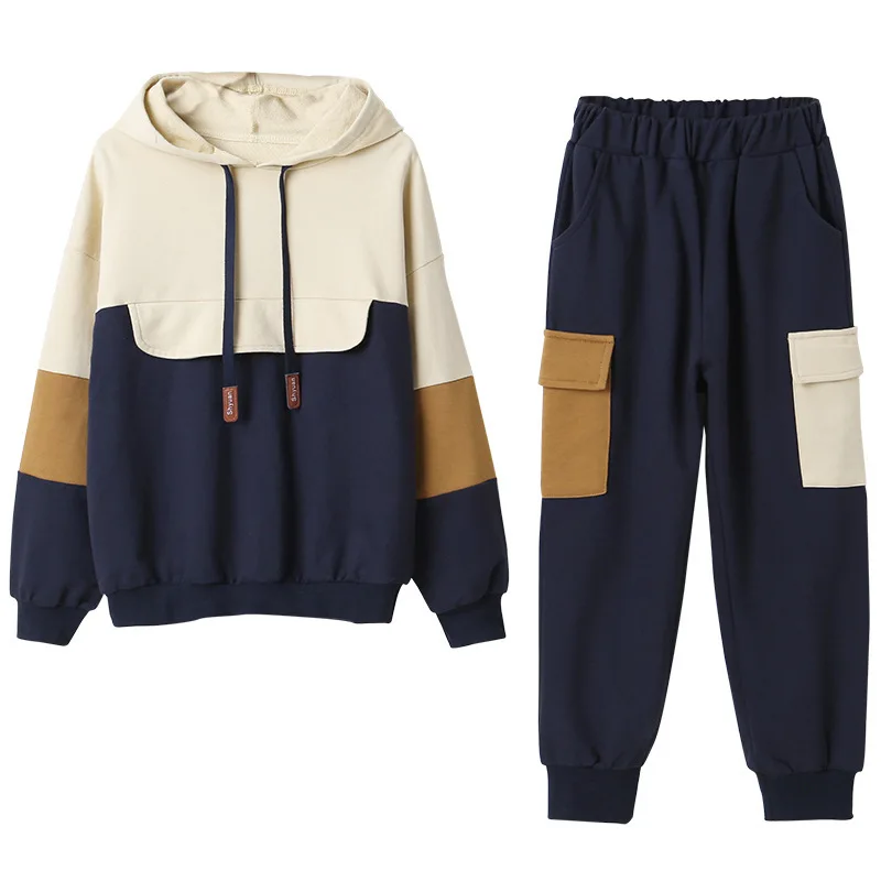 

2020 Autumn Teen Girls Casual Two-Piece Set New Children Hooded Sweatshirt and Pants Set Kids Girls Cotton Clothing Set, #9200
