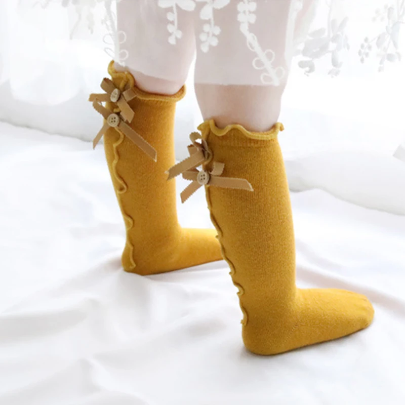 Носки для младенцев и новорожденных на осень зиму Длинные вязаные носки с