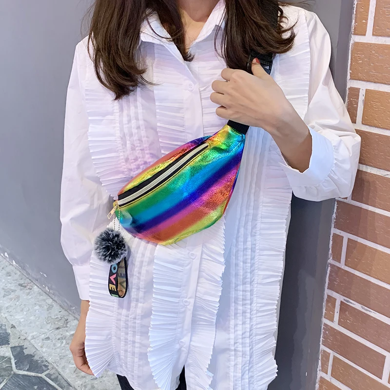 LILEN Модные подвесные украшения с помпоном красочные лазерные Карманы Осень зима