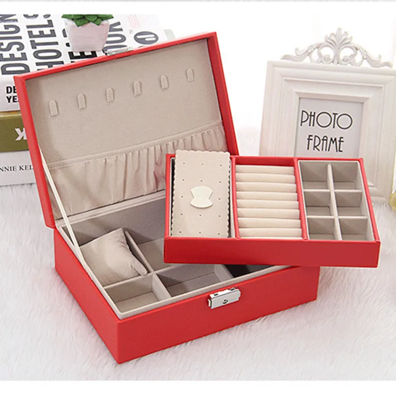 

Exquisite Jewelry Box Fabric With Lock Factory Direct Korean Leather Jewelry Casket