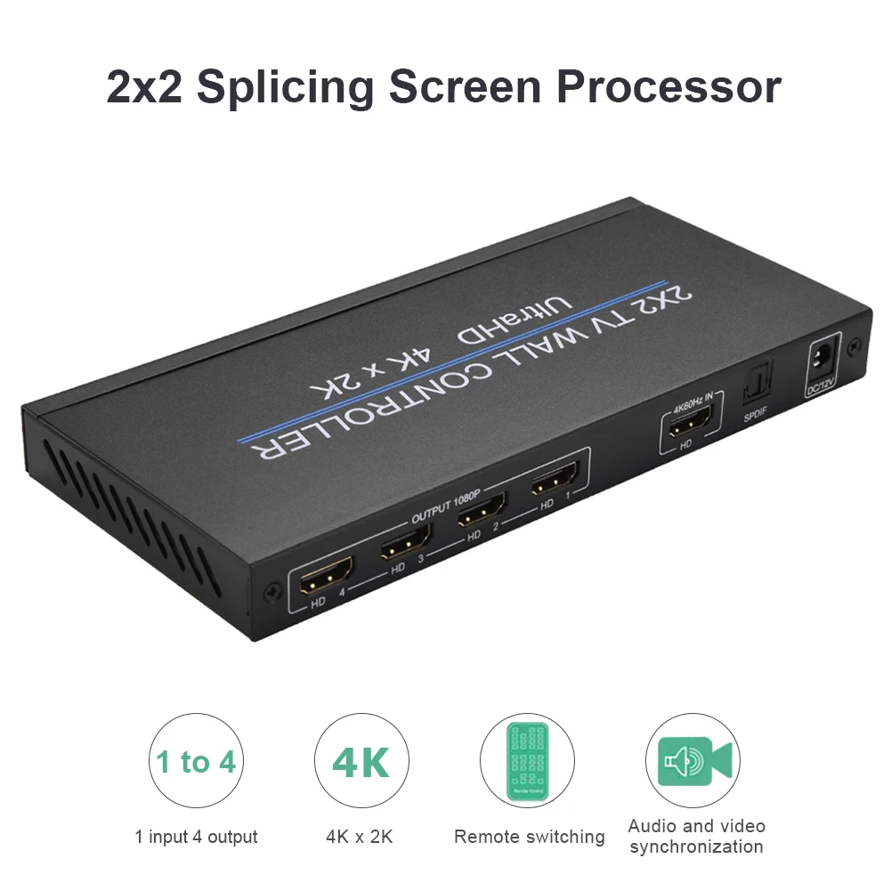 

4K 1080P 2x2 Splicing Screen TV Wall Processor HDMI-Compatible USB Player Video Wall Controller Monitor Display