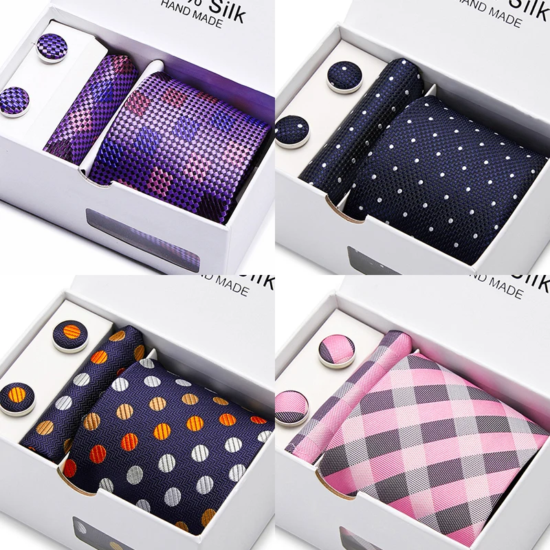 

Жаккардовый подарок на день рождения, галстук, карманные квадраты, набор запонок, галстук, галстук, Бабочка, официальная одежда, мужская оде...