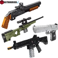 military series gun building blocks sniper rifle shotgun pistol bricks can fire bullets set awm model toys for kid birthday gift